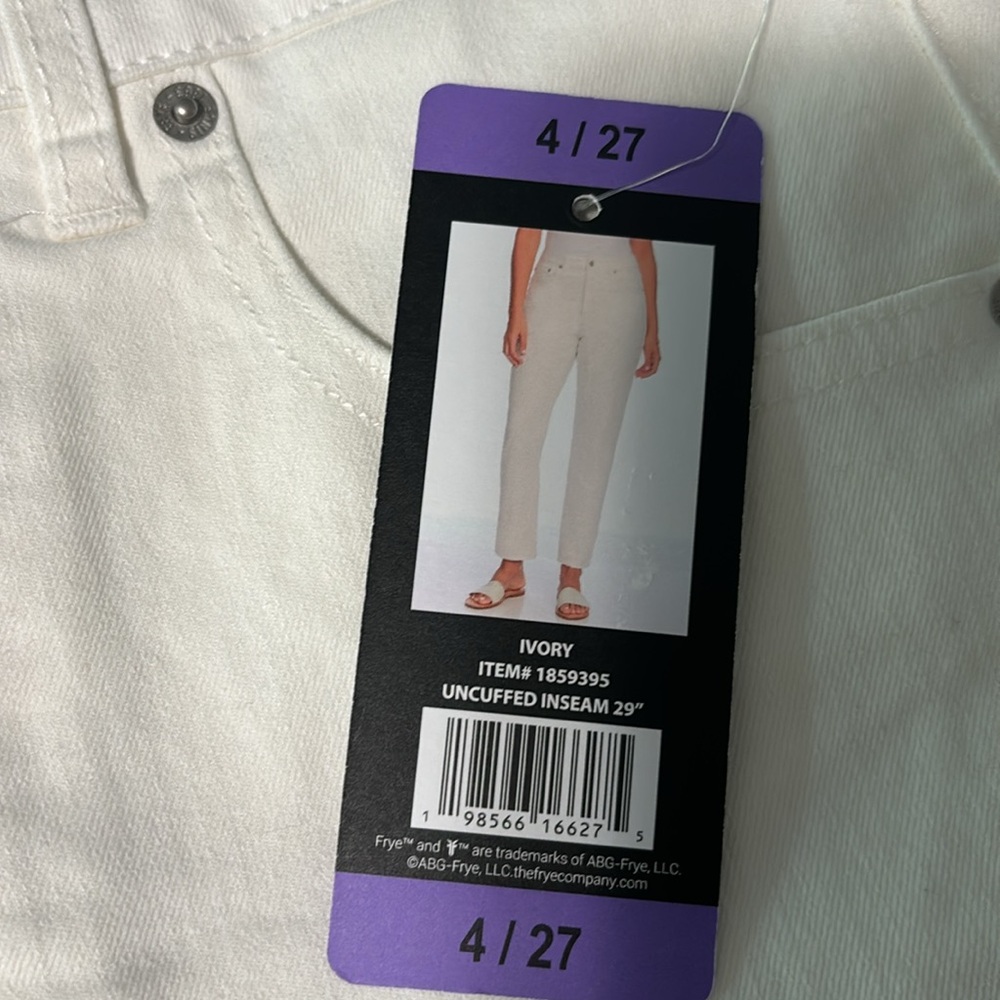 Frye High-Rise Crop Jeans Cuffed Hem WHITE Women's Size 4/27 6/28 NWT - Picture 3 of 9